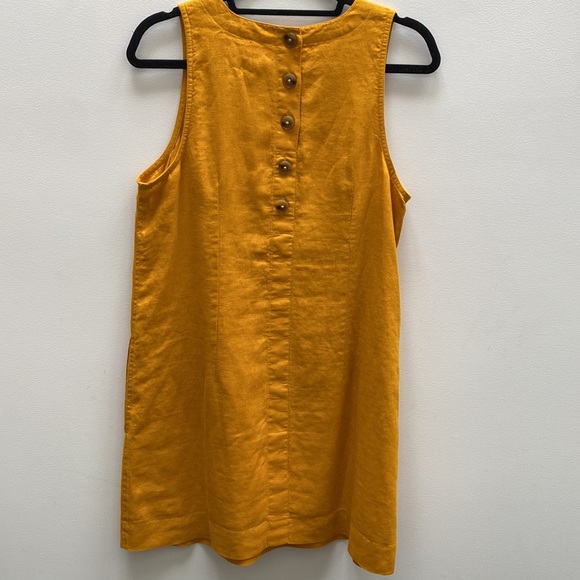 J. Crew NWOT lined linen dress with pockets in mustard. Excellent condition - Picture 2 of 4